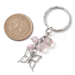 鉄製キーホルダー付き合金ガラス  蝶  アンティークシルバー  6.8cm&nbsp;KEYC-JKC00772