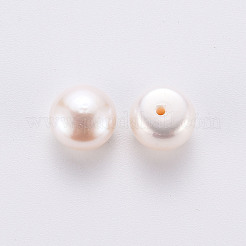 グレードAAA天然養殖淡水パールビーズ  片穴  半円  ホワイト  8~8.5x6mm  半分穴：1mm&nbsp;PEAR-N020-01A
