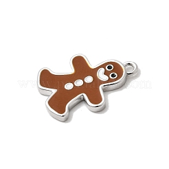 クリスマス真鍮エナメルペンダント  ラックめっき  長持ちメッキ  カドミウムフリー＆鉛フリー  プラチナ  ジンジャーブレッドマン  18.5x13x2mm  穴：1.4mm&nbsp;KK-L258-05P-B01