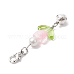 ガラスのチューリップペンダント装飾  キーホルダー用合金製ロブスター クロー クラスプ チャーム  財布  バックパック飾り  ミックスカラー  53.5mm  2個/セット&nbsp;HJEW-JM02539