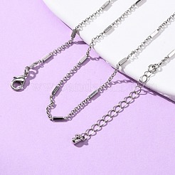 真鍮製の直方体リンクのローロチェーンネックレス  カニカン付き  ラックめっき  長持ちメッキ  プラチナ  16.26インチ（41.3cm）&nbsp;MAK-L045-02P