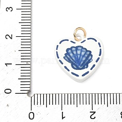 真鍮製エナメルペンダント  ハート  17x17x3.5mm  丸カン：5x0.8ミリ  3.4mm内径&nbsp;ENAM-I086-08B