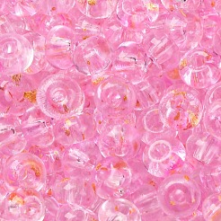 ベーキングペイント透明色ガラス丸ビーズ3/0個  グレードA  丸い穴  パールピンク  5.5x3mm  穴：1.8mm  約2500個/ポンド&nbsp;SEED-L011-13A-05