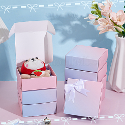 厚紙紙の梱包箱  メーラーボックス  正方形  空色  ピンク  10.5x10.5x4cm&nbsp;CON-WH0089-205B