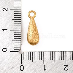 304ステンレスペンダント  ティアドロップチャーム  18KGP本金メッキ  17x6x5mm  穴：2mm&nbsp;STAS-Z077-03G