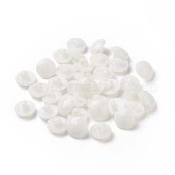 アクリルシャンクボタン  衣装デザインのためのプラスチック製の縫製ボタン  1穴  染め  多面カットフラットラウンド  ホワイト  13x3mm  穴：2mm&nbsp;LS-BUTT-E091-B-01