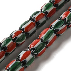 手作りのネパールランプワークビーズ  ロンデル  シーグリーン  9~14x4~7mm  穴：2mm  約100~132個/連  25.59~25.98''（65~66センチメートル）&nbsp;LAMP-B023-06A-11