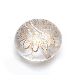ゴールドメッキアクリルビーズ  ライン入り  フラットラウンド  透明  16x10mm  穴：1mm&nbsp;X-PACR-S219-12