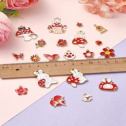 20個20スタイルアロイエナメルペンダント  混合図形  ライトゴールド  10~31.5x8~23x1~4mm  穴：1.4~2.2mm  1個/スタイル&nbsp;ENAM-YW0004-12