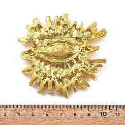 バックパックの服のためのナザールボンジュウ合金ラインストーンブローチ  ゴールドカラー  66.5x65.5mm&nbsp;JEWB-A030-01G