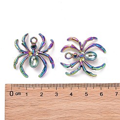合金ペンダントラインストーンのセッティング  カドミウムフリー＆鉛フリー  クモ  虹色  31x28x5mm  穴：3mm  2mmと8x5mmのライントーンに適合&nbsp;PALLOY-N156-068-RS