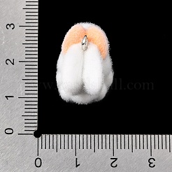 不透明樹脂のペンダント  プラチナトーンの鉄ループ付き  ホワイト  うさぎチャーム  21.5x15x21.5mm  穴：2mm&nbsp;RESI-G128-01R