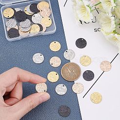 40個4色イオンプレーティング（IP）ステンレスペンダント  フラットラウンド  ミックスカラー  15x1mm  穴：1.5mm  10個/カラー&nbsp;STAS-UN0026-98