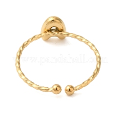 304ステンレススチールオープンカフリング  女性のためのジュエリー  18KGP本金メッキ  文字a  内径：19mm  文字：1mm&nbsp;RJEW-K261-02G-A