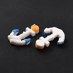 オペーク樹脂カボション  海のテーマ  シェル付きアンカー  ホワイト  34.5x22.5x6.5mm&nbsp;RESI-C010-08