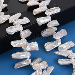 天然ケシパールビーズ連売り  養殖淡水パール  ナゲット  貝殻色  12~27x6~11x3~6mm  穴：0.6mm  約56~58個/連  14.96インチ（38cm）&nbsp;PEAR-S020-H07