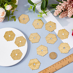 真鍮ハンドルワッシャー12個  花  家具用金具  生（メッキなし）  45x39.5x1mm  穴：6mm&nbsp;DIY-FH0010-54B-C