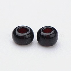 12/0グレードの丸いガラスシードビーズ  焼き付け塗料  ブラック  12/0  2x1.5mm  穴：0.7mm  約30000個/袋&nbsp;SEED-Q009-FJX28