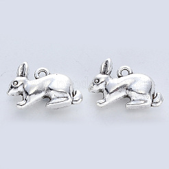 合金のチベット風チャーム  カドミウムフリー＆鉛フリー  兎  アンティークシルバー  13.5x20x6mm  穴：1.5mm&nbsp;X-TIBE-R316-017AS-RS