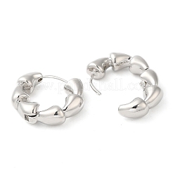 女性用ラックメッキ真鍮ホーンフープピアス  リング  プラチナ  20x22x6mm&nbsp;EJEW-M228-04P