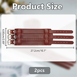 パンクロックスタイルの革のブレスレット  時計留め金付き  ココナッツブラウン  10-3/4インチ（27.2cm）&nbsp;BJEW-WH0816-013A