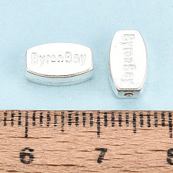 合金ビーズ  単語とオーバル  カドミウムフリーと鉛フリー＆ニッケルフリー  銀  10x6x3mm  穴：1mm&nbsp;TIBEB-D301-S-01