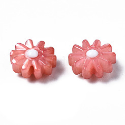 天然淡水シェルビーズ  エナメル  花  ミックスカラー  8x4mm  穴：0.8mm&nbsp;SHEL-N003-20B