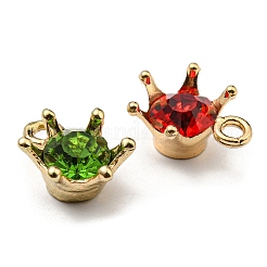 金色のメッキ合金クラウンチャーム  ラインストーン付き  カドミウムフリー＆ニッケルフリー＆鉛フリー  ミックスカラー  15x10.5x6mm  穴：2mm&nbsp;ALRI-L050-01M
