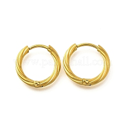 女性用304ステンレスフープピアス  イオンプレーティング（ip）  ツイストリング  14KGP本金メッキ  15x2.5mm&nbsp;EJEW-M068-14G-01