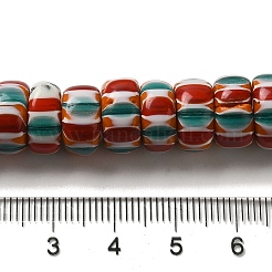 手作りのネパールランプワークビーズ  ロンデル  レッドオレンジ  9~12x4~7mm  穴：1.2~4mm  約105~118個/連  25.59~26.38インチ（65~67cm）&nbsp;LAMP-B023-06B-04