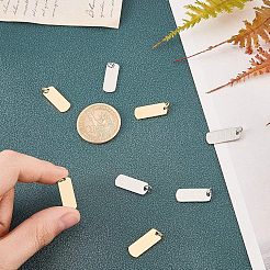 ステンレスペンダント201個  手動研磨  長方形  空白タグのスタンプ  ミックスカラー  20x8x1mm  穴：3.5mm  2色  4個/カラー  8個/箱&nbsp;STAS-UN0012-80