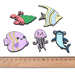海をテーマにしたPVCプラスチック製カボション  混合図形  ミックスカラー  18~55x37~61x4mm&nbsp;PL-CBAEA65-05