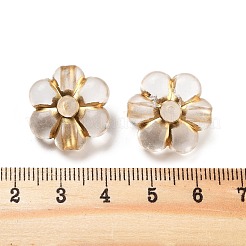 メタル入り透明アクリルビーズ  黄金メッキ  花  ゴールド  19x18x9.5mm  穴：3mm  約367個/500g&nbsp;MACR-M045-12