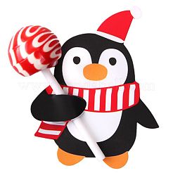 クリスマスのテーマペンギンの形の紙菓子ロリポップカード  ベビーシャワーと誕生日パーティーの装飾用  ブラック  8x6.2x0.04cm  約50個/袋&nbsp;CDIS-I003-02