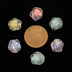透明なアクリルビーズ  二層ビーズ  ABカラー  花  ミックスカラー  11.5x11x10.5mm  穴：2mm  約826個/500g&nbsp;TACR-T024-06B