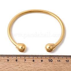 304ステンレススチール製カフバングル  女性用トルクバングル  ティアドロップ  18KGP本金メッキ  内径：2.13x2.44インチ（5.4x6.2cm）&nbsp;BJEW-P387-02G