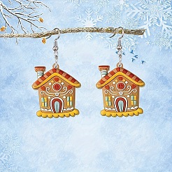 アクリルダングルイヤリング6組  クリスマスハウス  プラチナ  ペルー  26~30x24~31mm&nbsp;FS-WGE6FEA-01