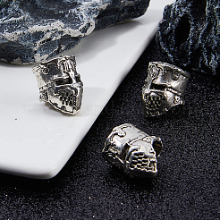 チベット風合金ヨーロピアンビーズ8個  ヘルメット  大穴ビーズ  アンティークシルバー  22x16x19.5mm  穴：6mm＆14x10.5mm&nbsp;FIND-DC0008-33