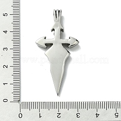 304ステンレスペンダント  クロスチャーム  アンティークシルバー  49x23x6mm  穴：7x3.5mm&nbsp;STAS-C099-07AS