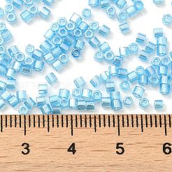 透明色光沢ガラスシードビーズ  六角形（ツーカット）  ディープスカイブルー  2x1.5mm  穴：0.9mm&nbsp;SEED-S042-20B-05
