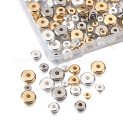 304ステンレススチールスペーサービーズ  フラットラウンド  ミックスカラー  4x1.2mm  穴：1.2mm  120個/箱&nbsp;STAS-TA0004-69