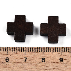 天然木のビーズ  染め  クロス  ココナッツブラウン  14.5~15x14.5~15x5mm  穴：1.8~2mm&nbsp;WOOD-N016-67