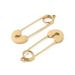 304ステンレスペンダント  ペーパークリップチャーム  14KGP本金メッキ  28x8.5x1.5mm  穴：1.2mm&nbsp;STAS-L022-382G