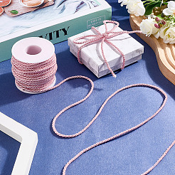 ポリエステル3重撚りコード  家の装飾のためのミラノのコード  プラスチック製の空のスプール付き  ピンク  3mm  約21.87ヤード（20m）/セット&nbsp;OCOR-SP0001-29