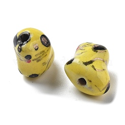 手作りの陶器ビーズ  手描きの陶器ビーズ  ゴールド観賞  犬  きいろ  15x10.5x13.5mm  穴：2.3mm&nbsp;PORC-L079-02