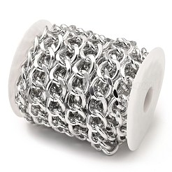 アルミカーブチェーン  溶接されていない  スプールで  プラチナ  22.5x18.5x3.8mm  約16.40フィート（5m）/ロール&nbsp;CHA-C002-04P