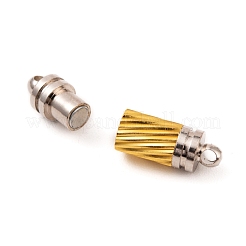 ループ付き真鍮製マグネットクラスプ  コラム  プラチナ  18x5mm  穴：1.8mm&nbsp;X-MC040-1