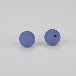 丸いシリコン焦点ビーズ  ライトスチールブルー  15mm  穴：2mm&nbsp;SI-JX0046A-49