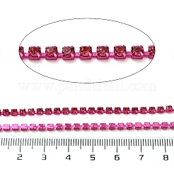 鉄ラインストーンカップチェーン  スプールで  ピンク  フクシア  3x3x2.5mm  約10ヤード/ロール&nbsp;CH-A008-01G