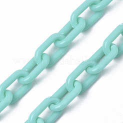 不透明なアクリルアズキチェーン  オーバル  ターコイズ  13x8x2mm  19.68インチ（50cm）/連&nbsp;SACR-N010-002D